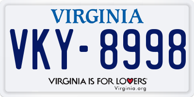 VA license plate VKY8998