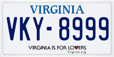 VA license plate VKY8999