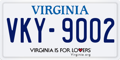 VA license plate VKY9002