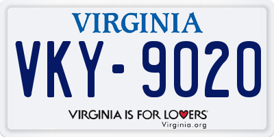VA license plate VKY9020