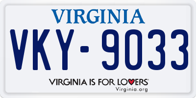 VA license plate VKY9033