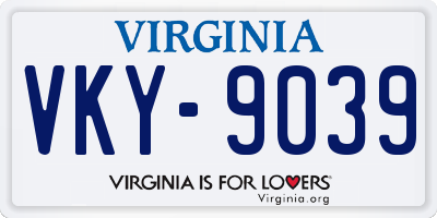 VA license plate VKY9039