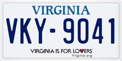 VA license plate VKY9041