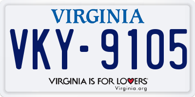 VA license plate VKY9105