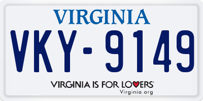 VA license plate VKY9149
