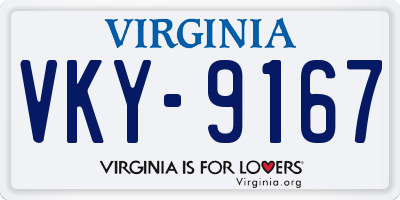 VA license plate VKY9167