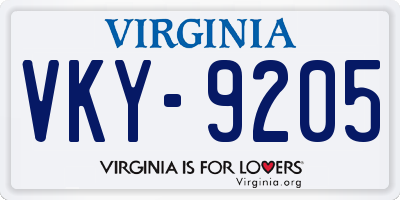 VA license plate VKY9205