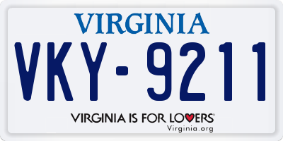 VA license plate VKY9211