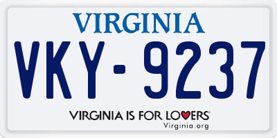 VA license plate VKY9237