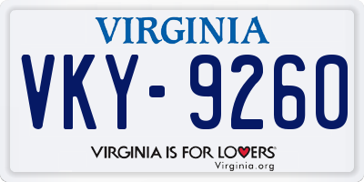 VA license plate VKY9260
