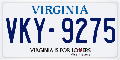 VA license plate VKY9275