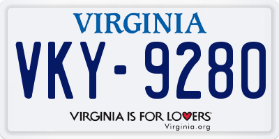 VA license plate VKY9280