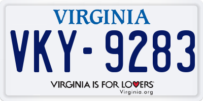 VA license plate VKY9283