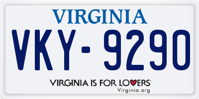VA license plate VKY9290
