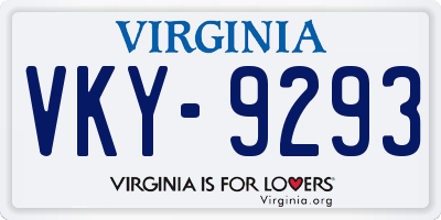 VA license plate VKY9293