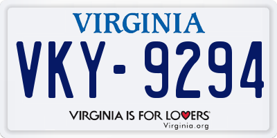 VA license plate VKY9294