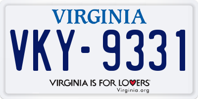 VA license plate VKY9331