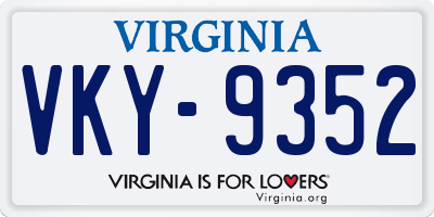 VA license plate VKY9352