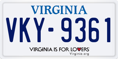 VA license plate VKY9361