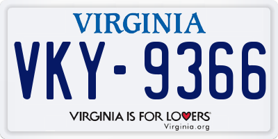 VA license plate VKY9366