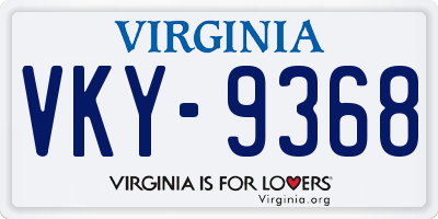 VA license plate VKY9368