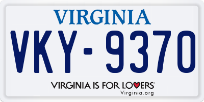VA license plate VKY9370