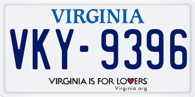 VA license plate VKY9396