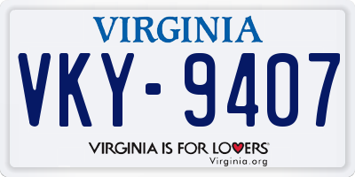VA license plate VKY9407