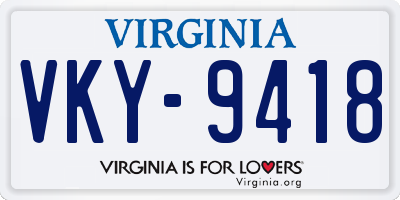 VA license plate VKY9418