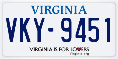 VA license plate VKY9451