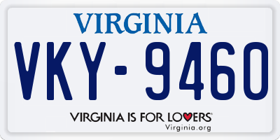 VA license plate VKY9460