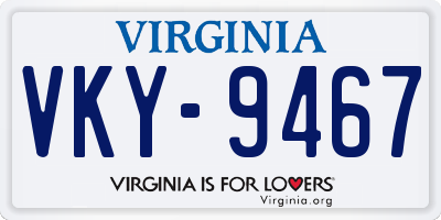 VA license plate VKY9467