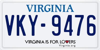 VA license plate VKY9476
