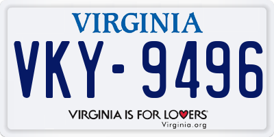 VA license plate VKY9496