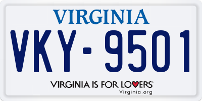 VA license plate VKY9501