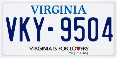VA license plate VKY9504