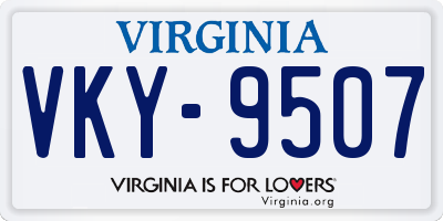 VA license plate VKY9507
