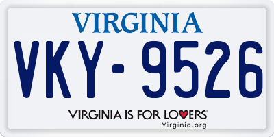 VA license plate VKY9526