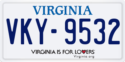 VA license plate VKY9532