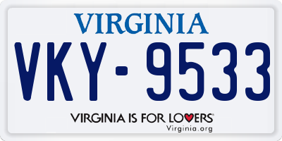 VA license plate VKY9533