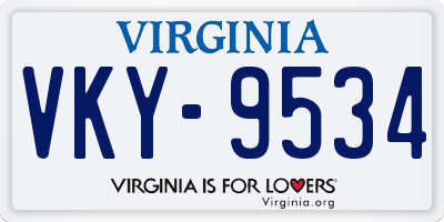 VA license plate VKY9534