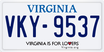 VA license plate VKY9537