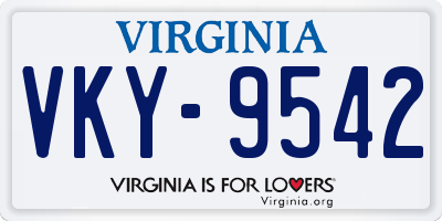 VA license plate VKY9542