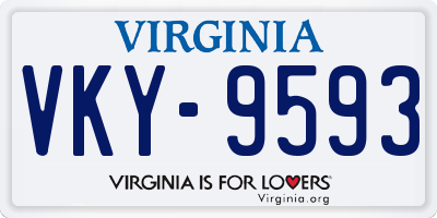 VA license plate VKY9593