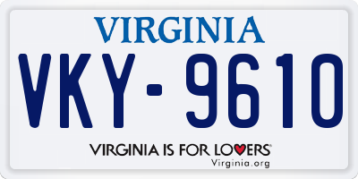 VA license plate VKY9610