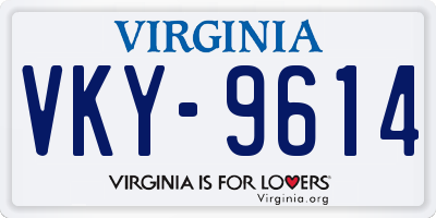 VA license plate VKY9614