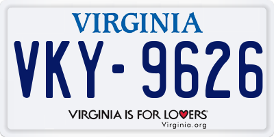 VA license plate VKY9626
