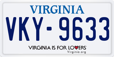 VA license plate VKY9633