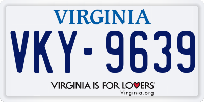 VA license plate VKY9639