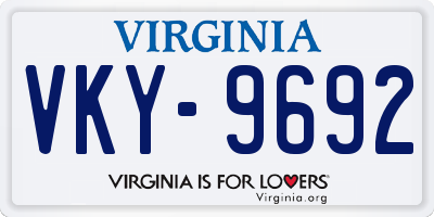 VA license plate VKY9692